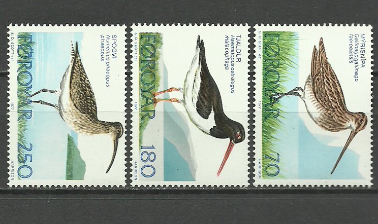 Insulele Feroe 1977 - pasari, serie neuzata