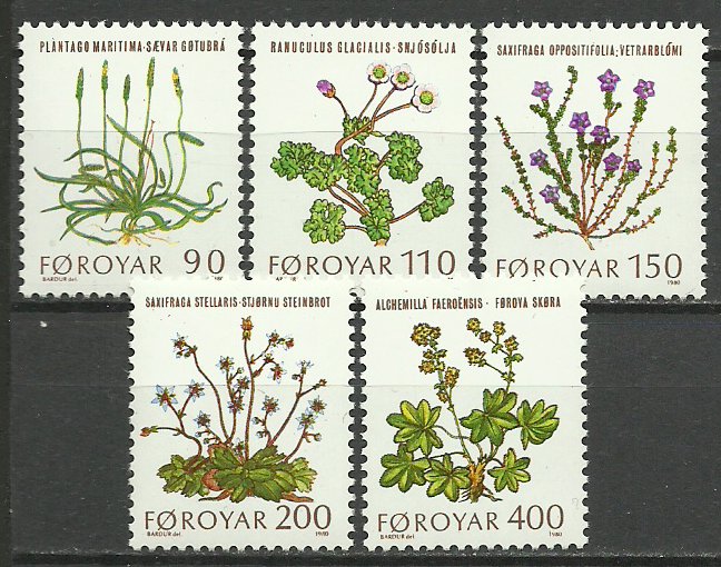 Insulele Feroe 1980 - Flori de camp, serie neuzata