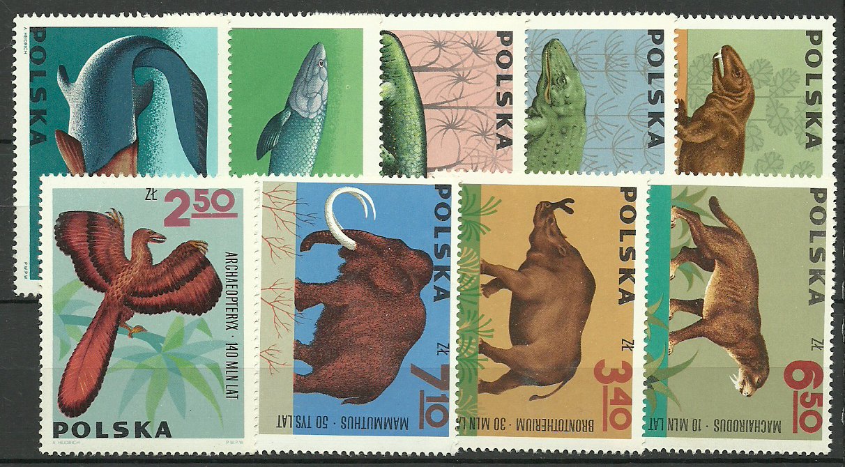 Polonia 1966 - Fauna, animale preistorice, serie neuzata