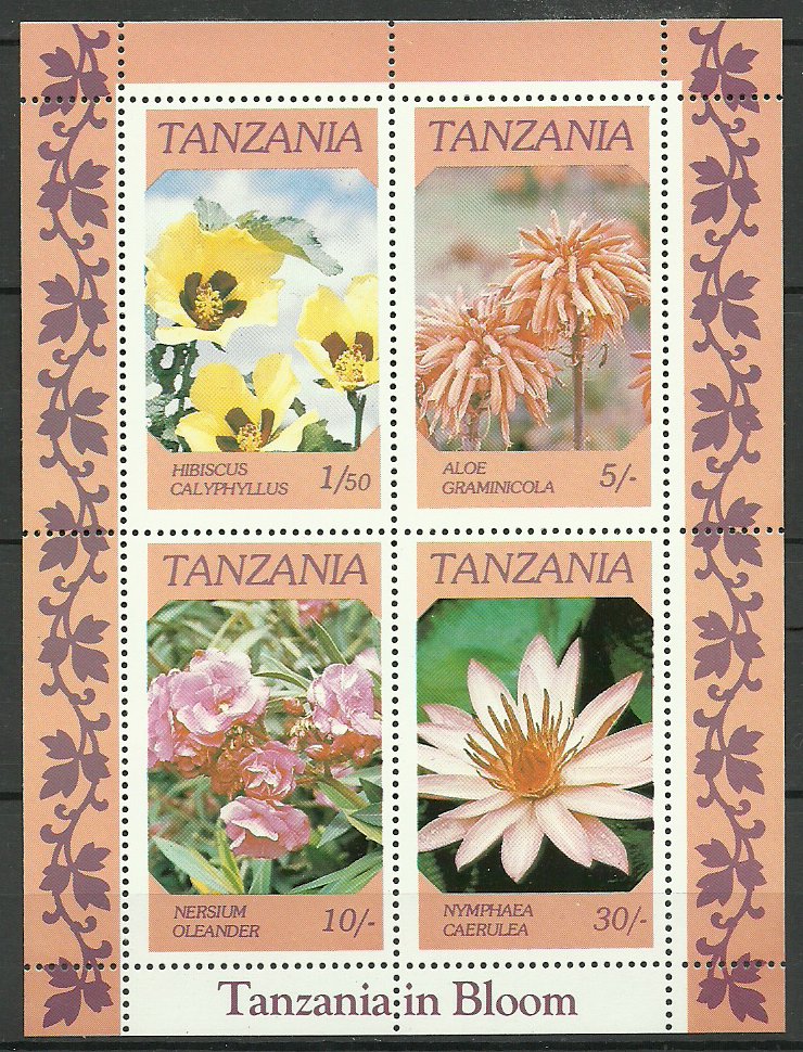 Tanzania 1986 - flori, bloc neuzat