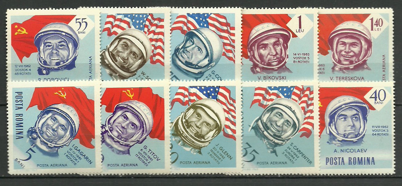 1964 - Navigatia cosmica, cosmonauti, serie neuzata