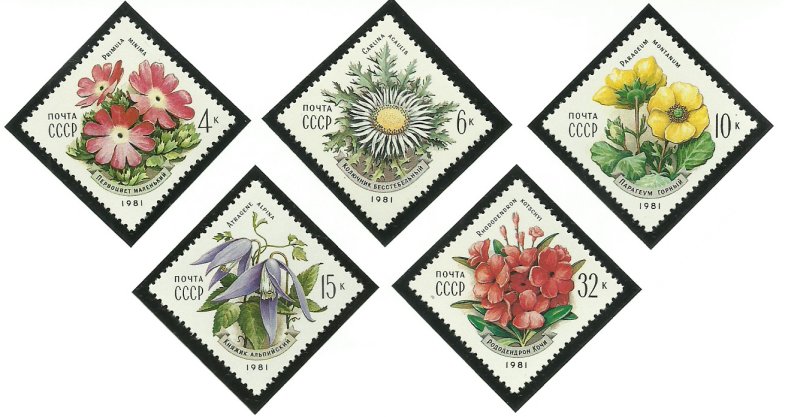 URSS 1981 - flori din Carpati, serie neuzata