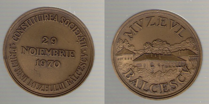 Romania 1970 - Medalie Muzeul Balcescu, Valcea -constituirea soc