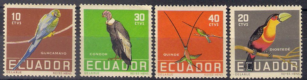Ecuador 1958 - Pasari, serie neuzata