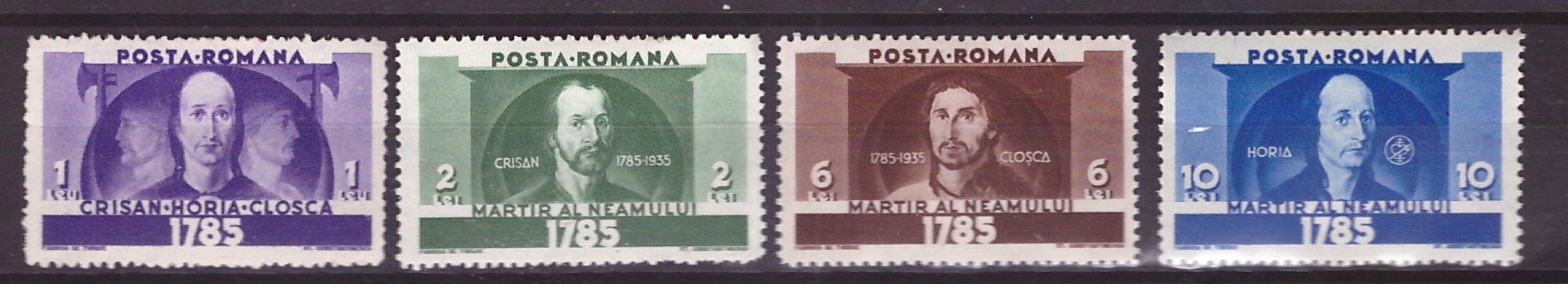 1935 - Horia, Closca si Crisan, serie nestampilata cu sarniere