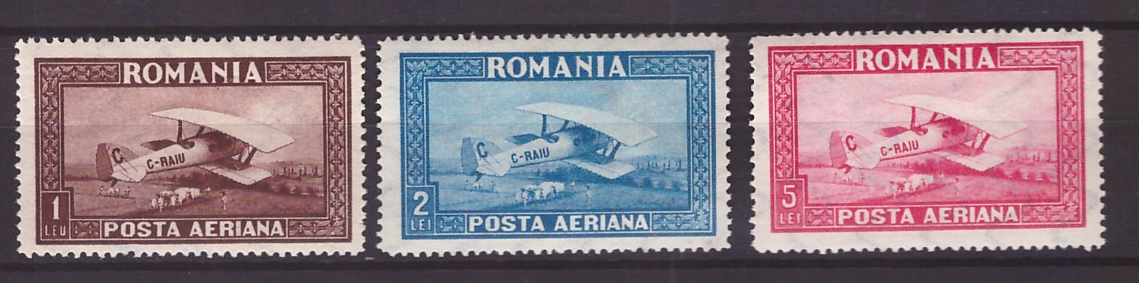 1928 - Posta Aeriana C-RAIU fil.vertical serie nestampilata