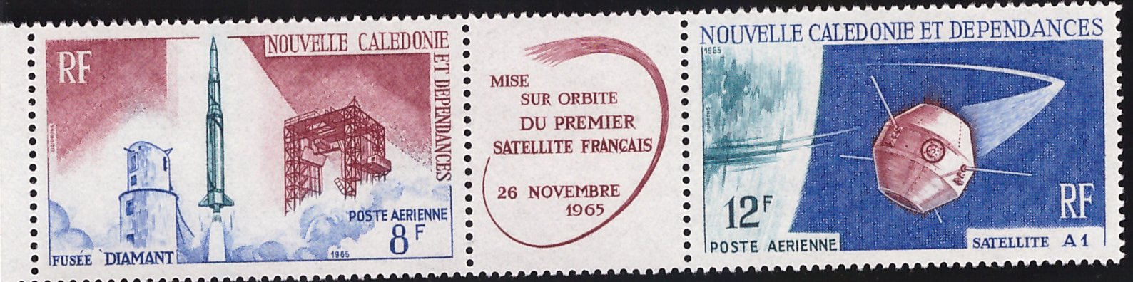 New Caledonia 1966 Airmail - Launching of 1st French Satellite