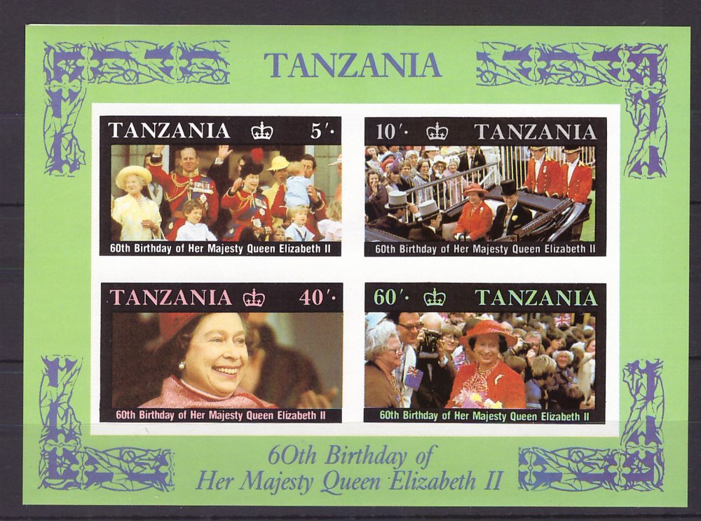Tanzania 1986 - 60th Queen Elizabeth, bloc nedantelat neuzat