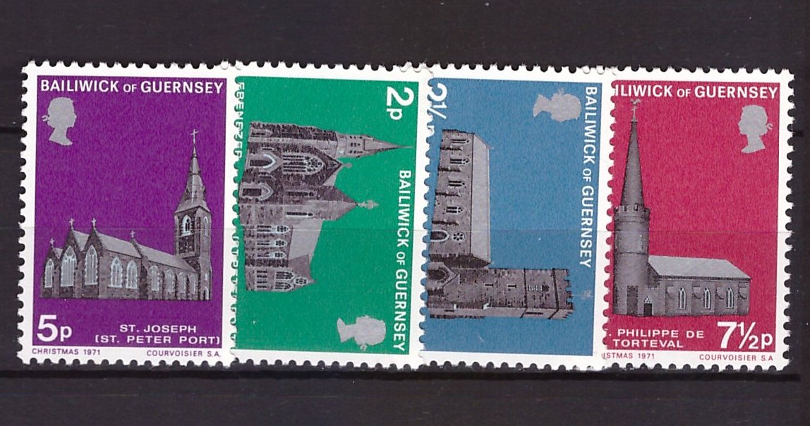 Guernsey 1971 - Craciun, biserici, serie neuzata