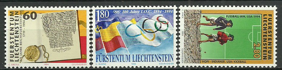Liechtenstein 1994 - aniversari, evenimente, serie neuzata