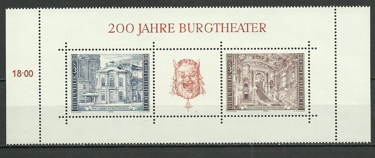 Austria 1976 - Aniversare Burgtheater, colita neuzata