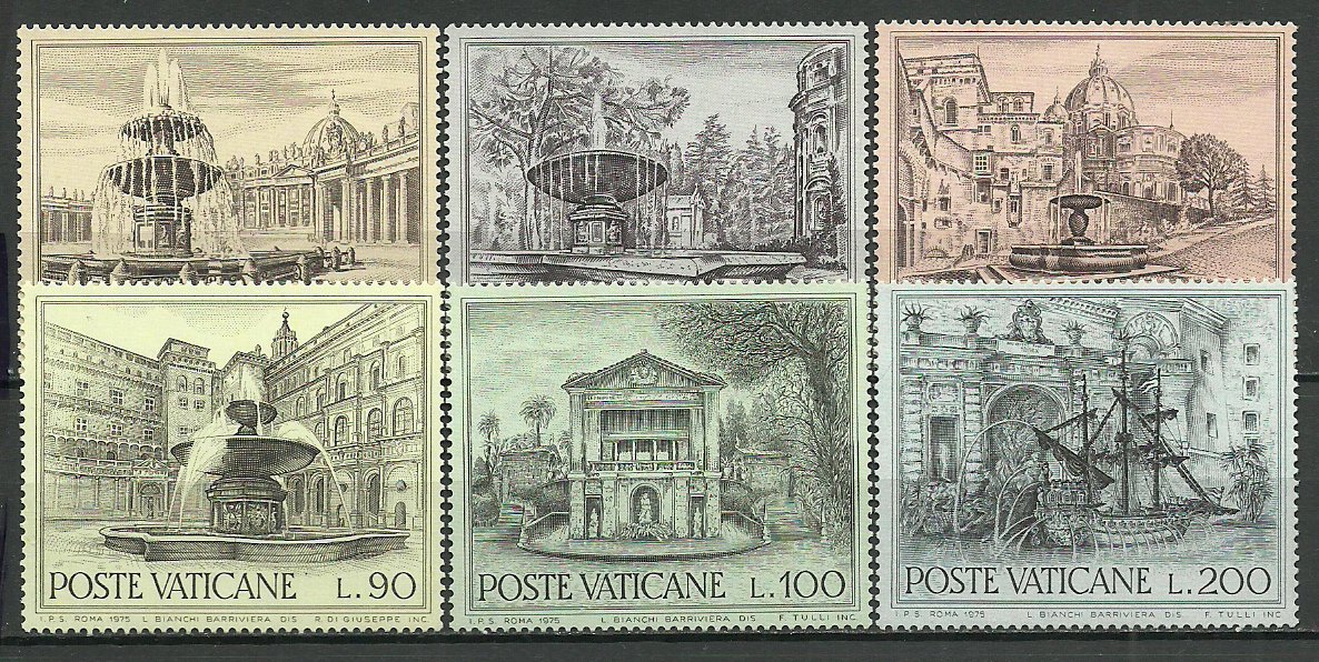 Vatican 1975 - Monumente, arhitectura, serie neuzata