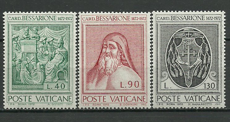 Vatican 1972 - 500th anniv. Johannes Bessarione, serie neuzata
