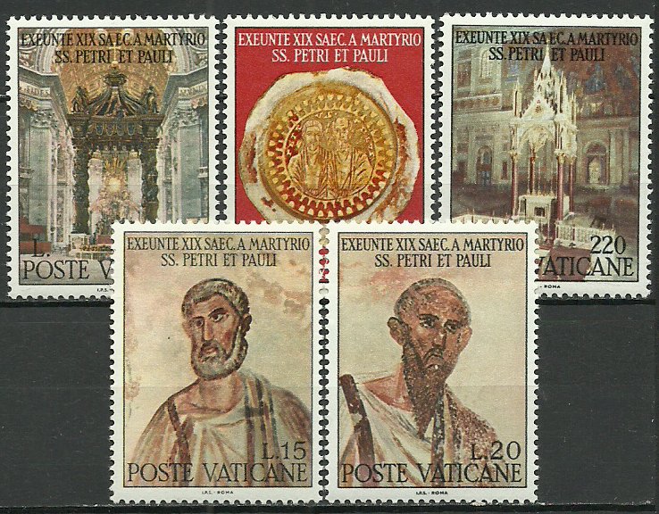 Vatican 1967 - 1900th aniv. martirii Sf Peter si Paul, serie neu