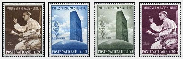 Vatican 1965 - Vizita Papei la ONU, serie neuzata