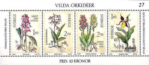 Suedia 1982 - Flori, orhidee, bloc neuzat