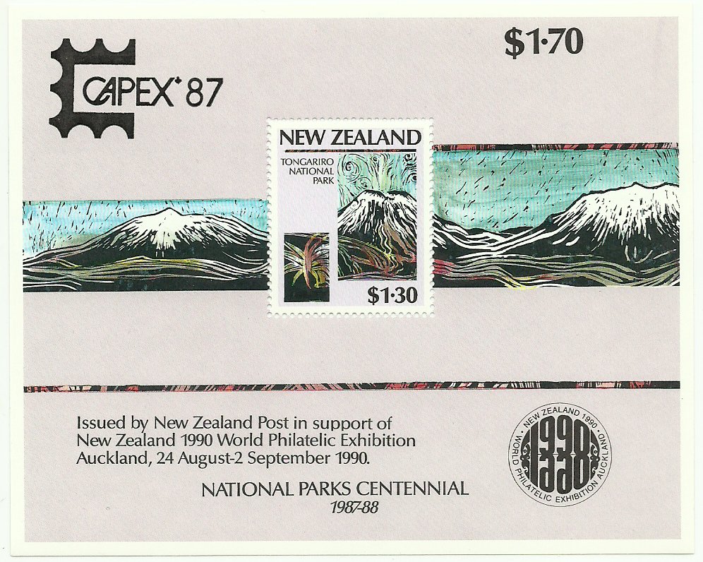 New Zealand 1987 - peisaje expo Capex, colita neuzata