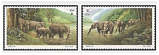 China 1995 - elefanti, serie neuzata