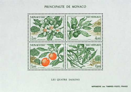 Monaco 1991 - Flori, fructe, bloc neuzat