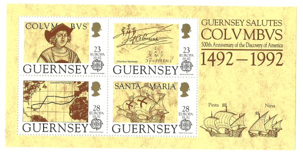 Guernsey 1992 - Europa-Columbus, bloc neuzat