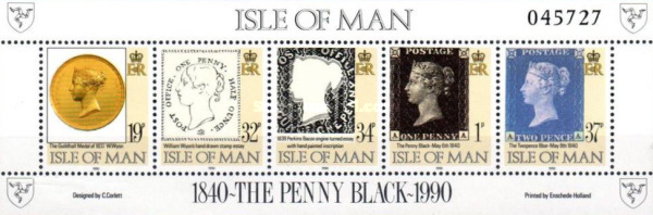 Isle of Man 1990 - 150th First Stamp, bloc neuzat
