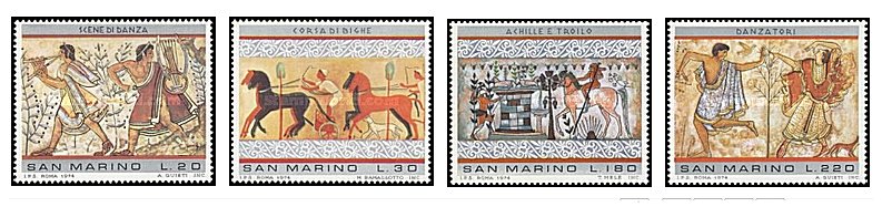 San Marino 1975 - picturi etrusce, serie neuzata