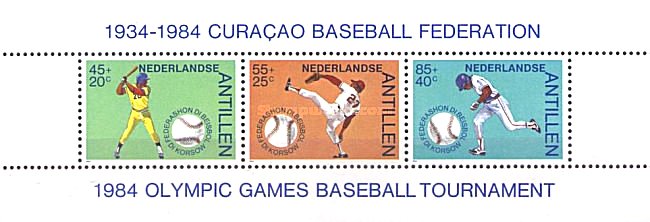 Antilele Olandeze 1984 - baseball, bloc neuzat