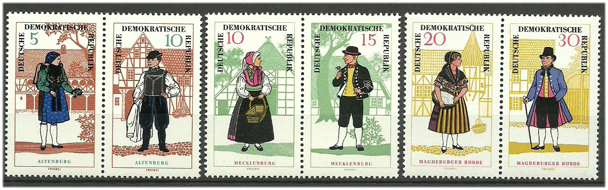 DDR 1966 - Costume populare (II), serie neuzata in pereche