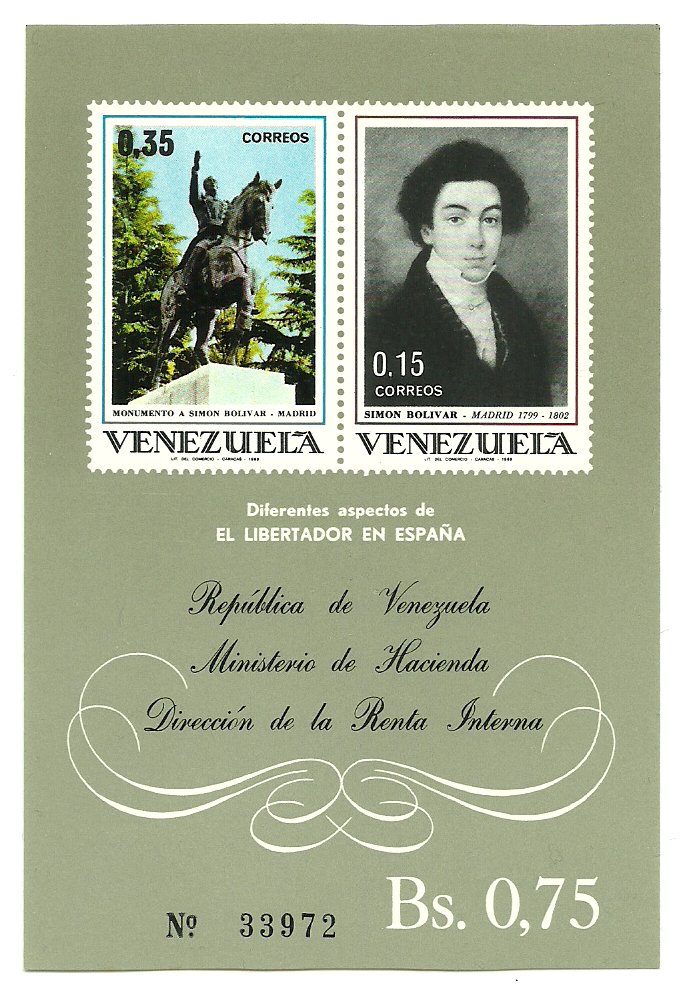 Venezuela 1969 - Simon Bolivar, colita neuzata