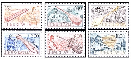 Iugoslavia 1977 - instrumente muzicale, serie neuzata