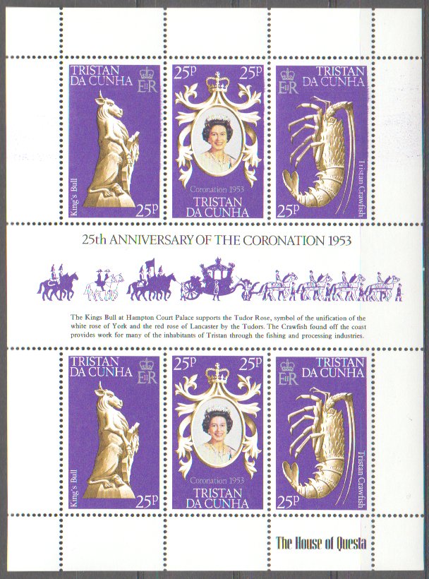 Tristan da Cunha 1979 - Regina Elisabeta II, bloc neuzat