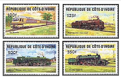 Cote Divoire 1984 - Locomotive, serie neuzata