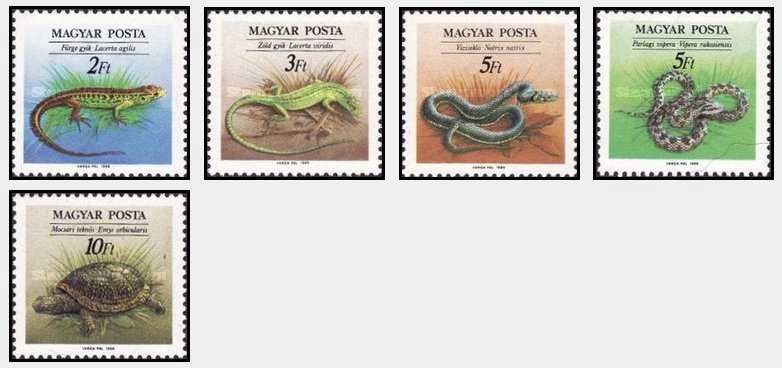 Ungaria 1989 - Reptile, fauna, serie neuzata