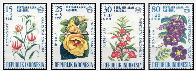 Indonesia 1966 - Flori, serie neuzata