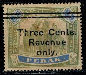 Perak 1900 - Three Cents Revenue supr. pe $5 nestampilat cal.II