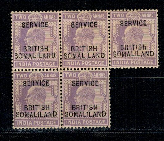 British Somaliland 1903 - Official, Mi8 bloc de 5 neuzat