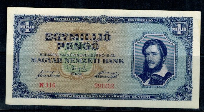 Ungaria 1945 - 1.000.000 pengo, XF