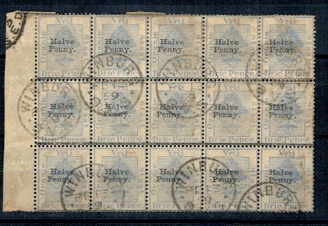Orange Free State 1896 - Mi19 bloc de 15 stampilat