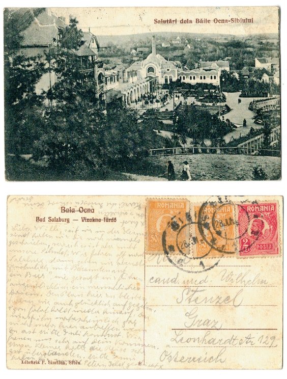 Ocna Sibiului 1923 - Ilustrata circulata