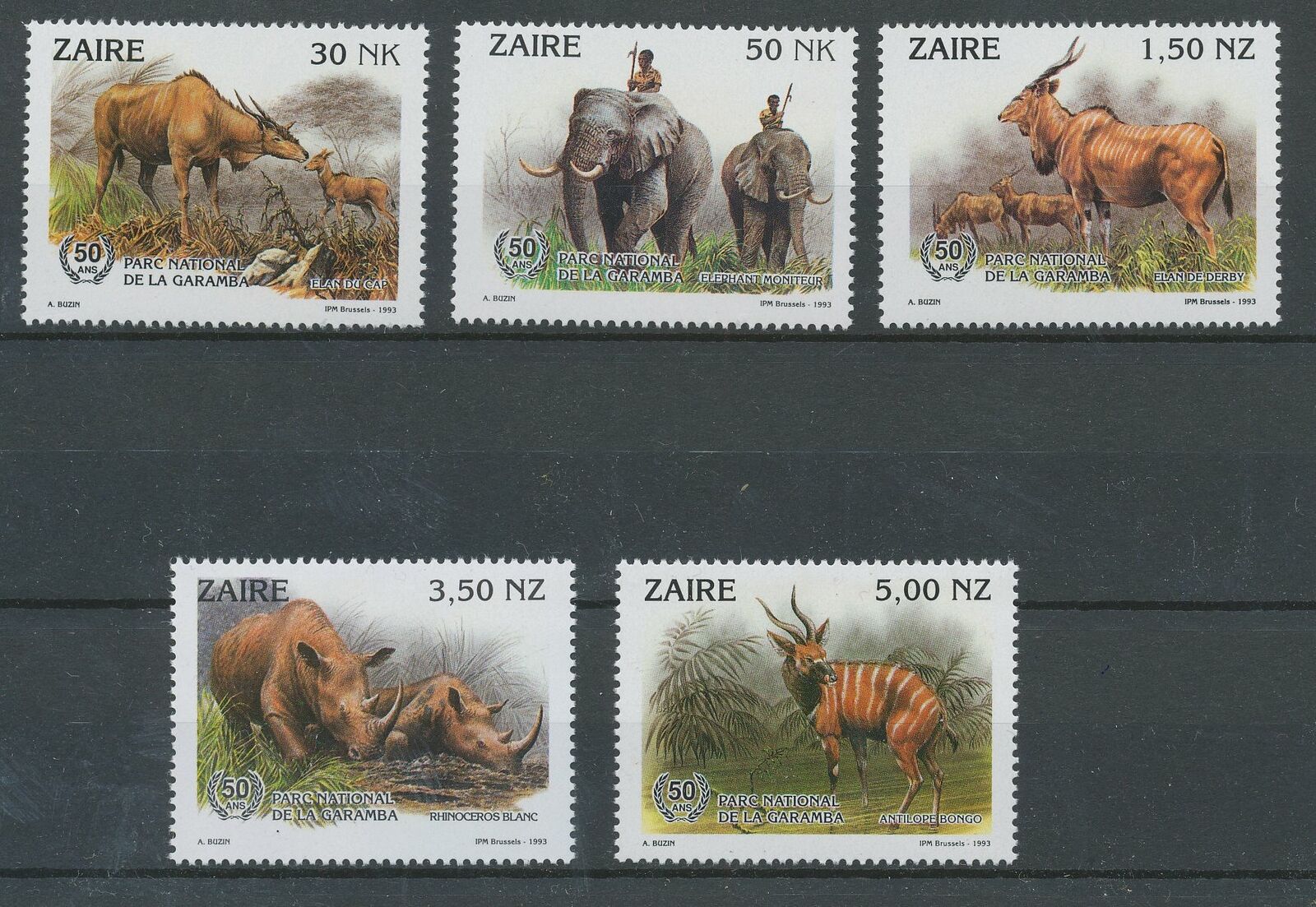 Zaire 1993 - Fauna, animale, serie neuzata