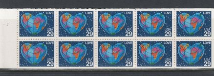 SUA 1991 - Love, straif de 10 timbre neuzate, din carnet