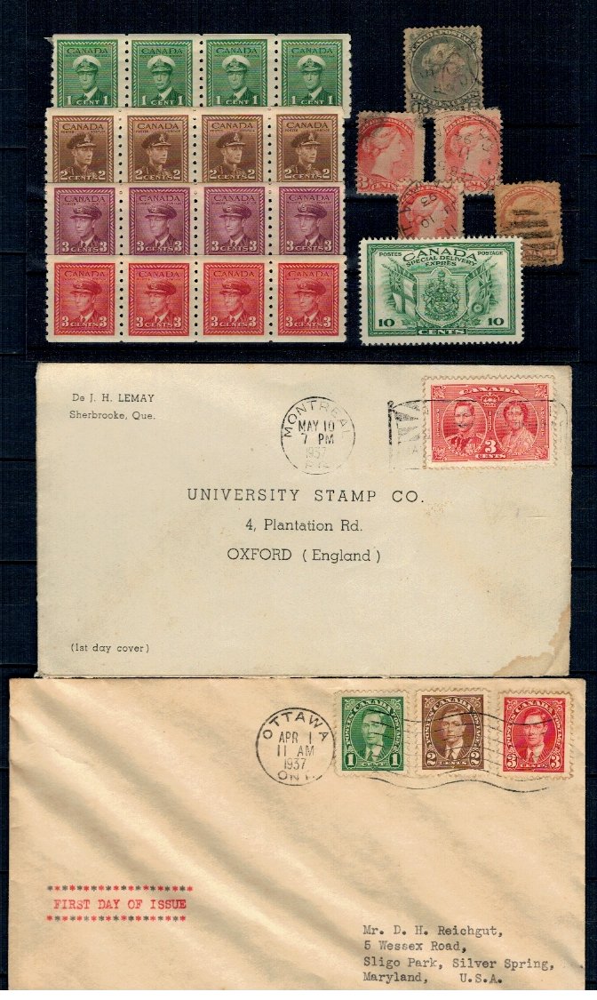 Canada - Lot timbre vechi stampilate si nestampilate, 2 plicuri