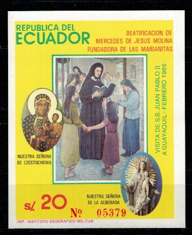Ecuador 1985 Beatification of Mercedes de Jesus Molina colita ne