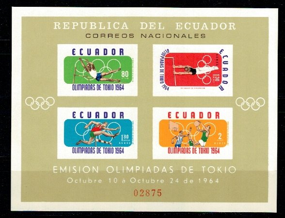 Ecuador 1964 - Jocurile Olimpice, bloc ndt neuzat