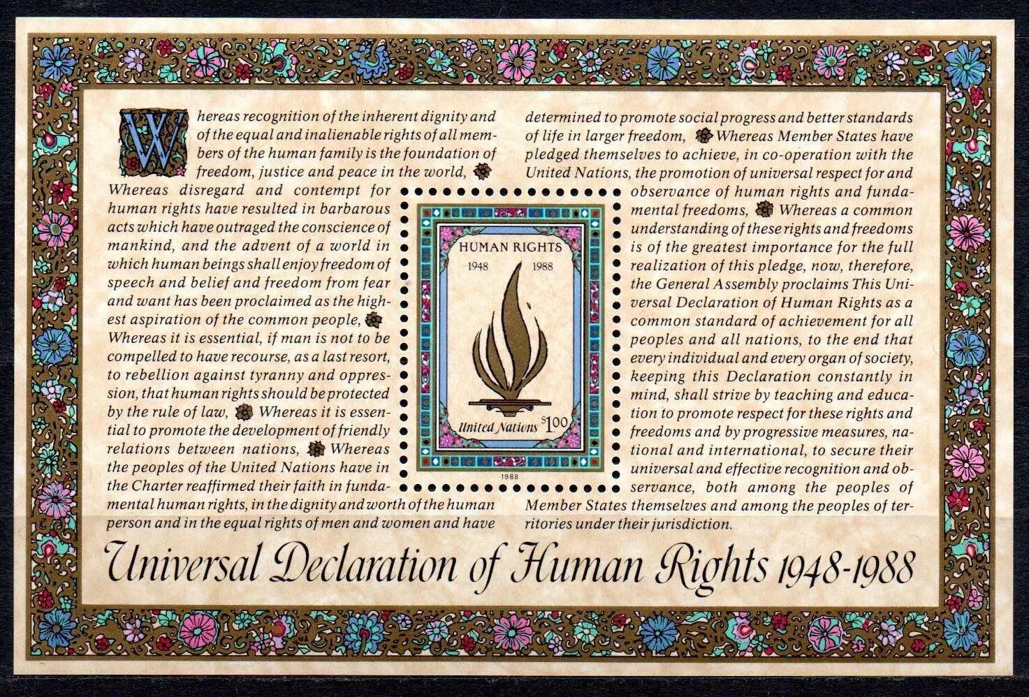 UN New York 1988 - Drepturile Omului, colita neuzata