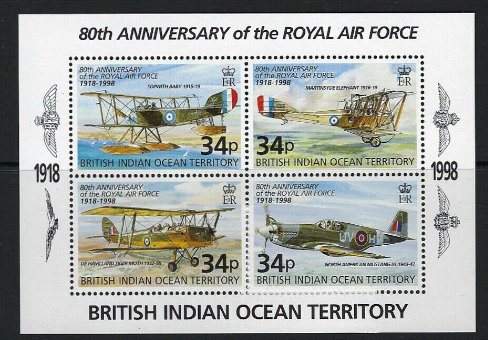 British Indian Ocean Territ. 1998 - Air Force, avioane, bloc neu