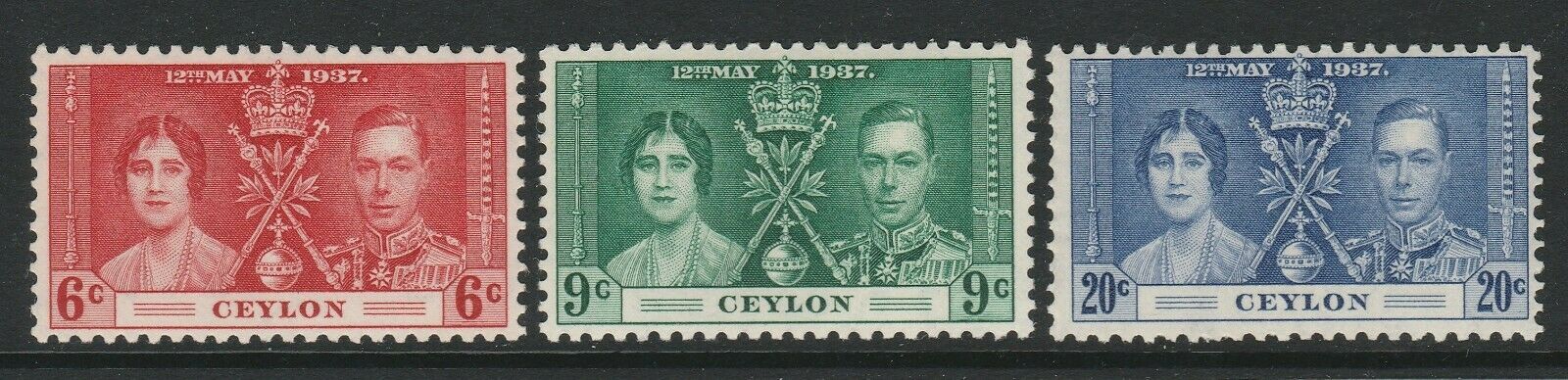 Ceylon 1937 - Coronarea, serie neuzata