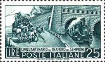 Italia 1956 - Tunelul Simplon, cai ferate, locomotiva, neuzat