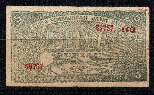 Sumatra(Indonezia) 1948 - 5 rupiah, circulata