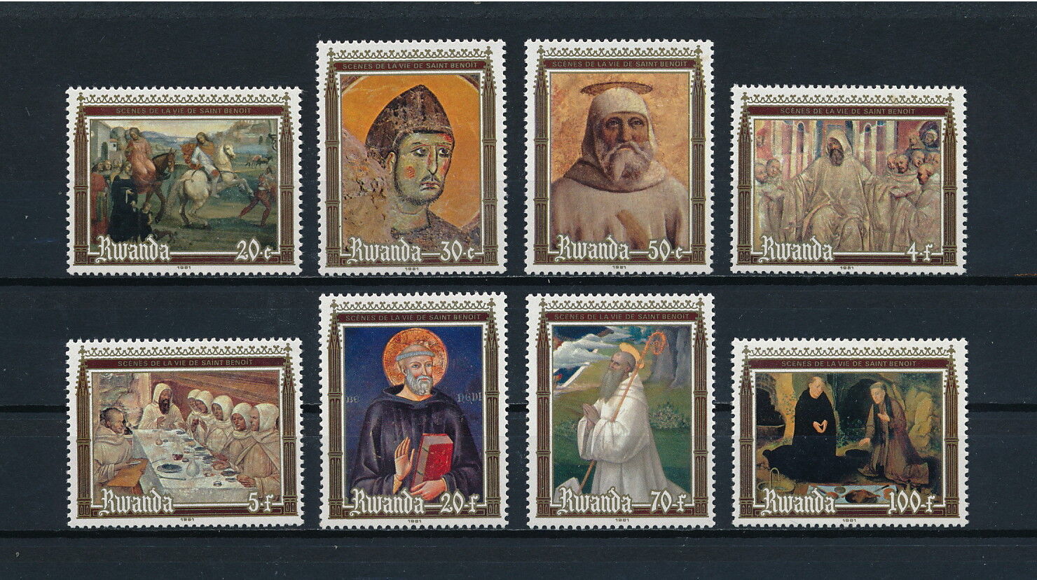 Rwanda 1981 - Picturi, Sf.Benedict, arta, serie neuzata